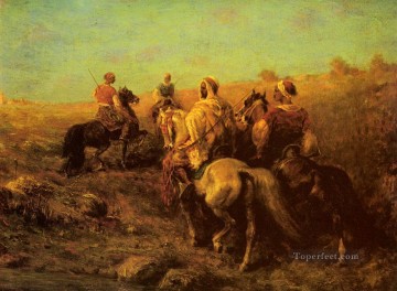 馬 Painting - アラブのアラビア人 水飲み場の近くの騎士たち アラブのアドルフ・シュレイヤー